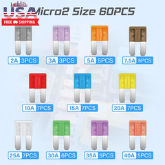 60Pcs Micro Assorement Fuses Kit -Micro2 Fuse Kit, Micro 2 Automotive Replacemen