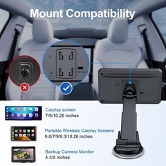 EWAY Suction Cup Mount for CarPlay Display, Backup Camera Monitor, Black