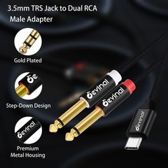 USB C to 1/4″ inch Audio Cable, Type C to Dual 6.35mm TRS Stereo Aux Cord Y S…