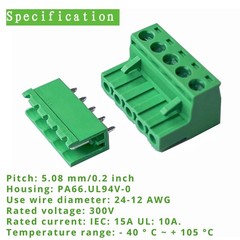 10 Set 5 Pin 5.08mm Pitch PCB Mount Screw Terminal Block Connector Male Femal…