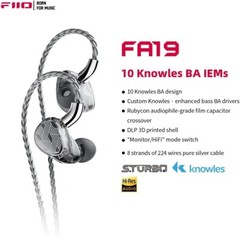 FiiO FA19 10 Knowles Balanced Armature In-Ear Earphone with Pure Silver Cable