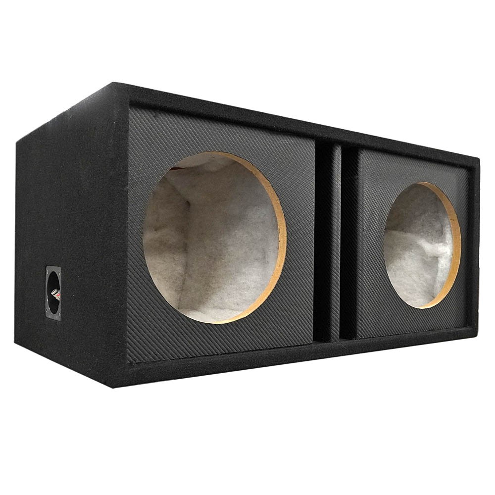 Atrend 10″ Dual Subwoofer Enclosure Vented Carbon Fiber Black MDF Box DZV10