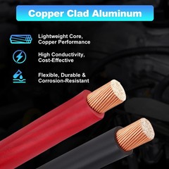 0 Gauge Wire 1/0 AWG Battery Cable (20FT Red+20FT Black) For Car Audio Speaker