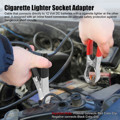 2X Car Battery Alligator Clamp Cable Clip Lot Cigarette Lighter Adapter Socket