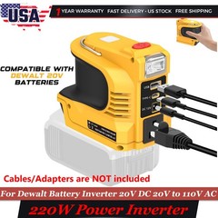 220W Power Station Compatible with Dewalt 20V Battery DC 20V to AC 110V Inverter