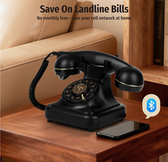 Bluetooth Retro Home Phone Speakerphone Black White Pink Hands-Free