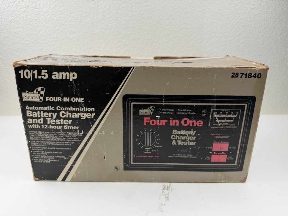 Vintage Sears Four In One Battery Charger Tester 1.5 10 Amp 6 12 Volt – Tested!