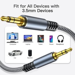 Aux Cord 4ft, 3.5mm Audio Cable Male to Male for Car Stereo, Nylon Braided Aux