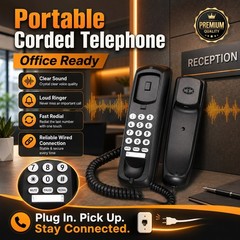 Mini Corded Landline Phone Desktop Wall Mount Telephone for Hotel Office Home US