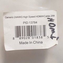 Monoprice 4K High Speed HDMI Cable 25FT 4K@60Hz 18Gbps HDR Black No Logo
