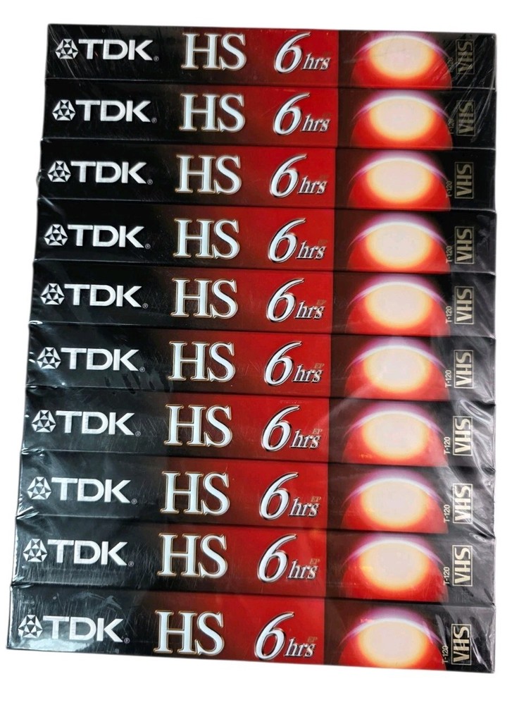 TDK HS T-120 VHS Video Tapes 6 Hours EP Mode – 10 Pack Factory Sealed NEW