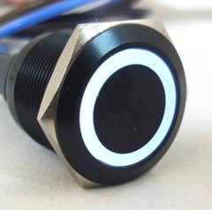 LED ON/OFF Stainless Steel Push Button Panel Mount Switch w/Harness
