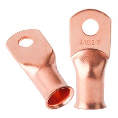 1-10pcs Copper Ends Crimp Lugs 4/0AWG Cable Connector 3/8″ Ring Battery Terminal