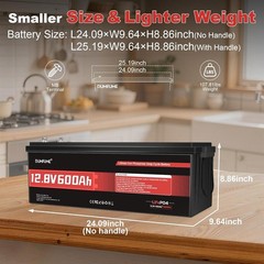 12V 600Ah LiFePO4 Lithium Battery 200A BMS, 7680Wh 15000+ Cycle for RV ,Solar