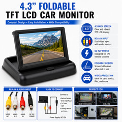 4.3″ Foldable TFT LCD Car Monitor Dashboard Screen Dual RCA Video Input 12V