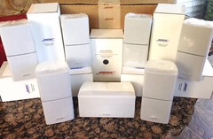 7 Bose MINT Double Cube Speakers DoubleShot 1 Center 6 Surround White 7.1 / 7.2