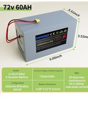Mfaoshi 72V 30Ah Li-Ion Battery Pack with LED Power Indicator and 50A BMS