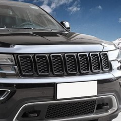 Front Grill Rings Honeycomb Grille Mesh Inserts Cover Trim Black(Mesh Ring)