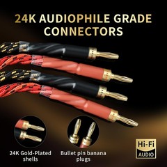 12 AWG 2Pack Audiophile Speaker Cable – Wire with Banana 6.56ft/2m