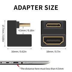 Duttek 8K U Shaped Up Angle Mini HDMI to Adapter 1 Pack, 48Gbps Black