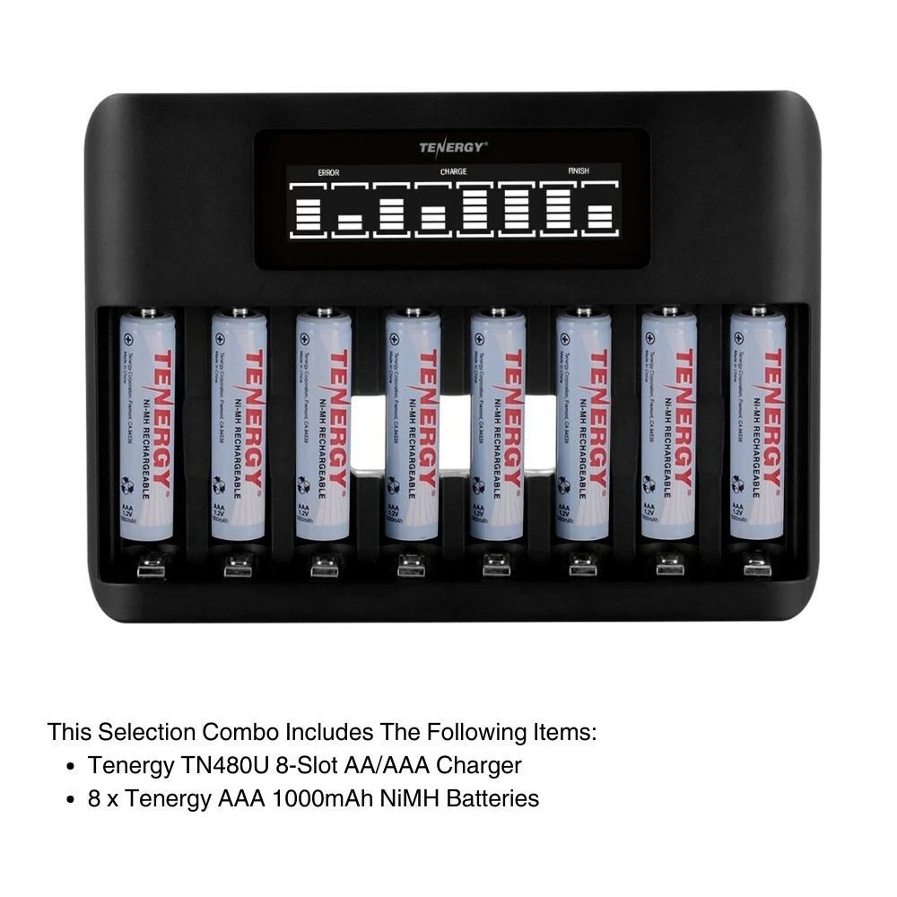 Tenergy TN480U TN474U USB Charger with AA AAA NiMH Rechargeable Battery