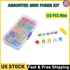 120Pcs Mini Blade Fuse Assortment Kit Fuses Assorted Set Auto Car Motorcycle SUV
