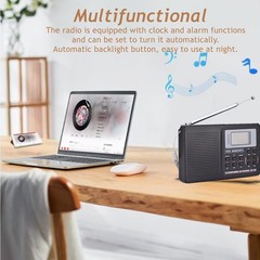 Full Band AM/FM/SW/MW/LW Portable Radio Digital Stereo Speaker Player+Headphones