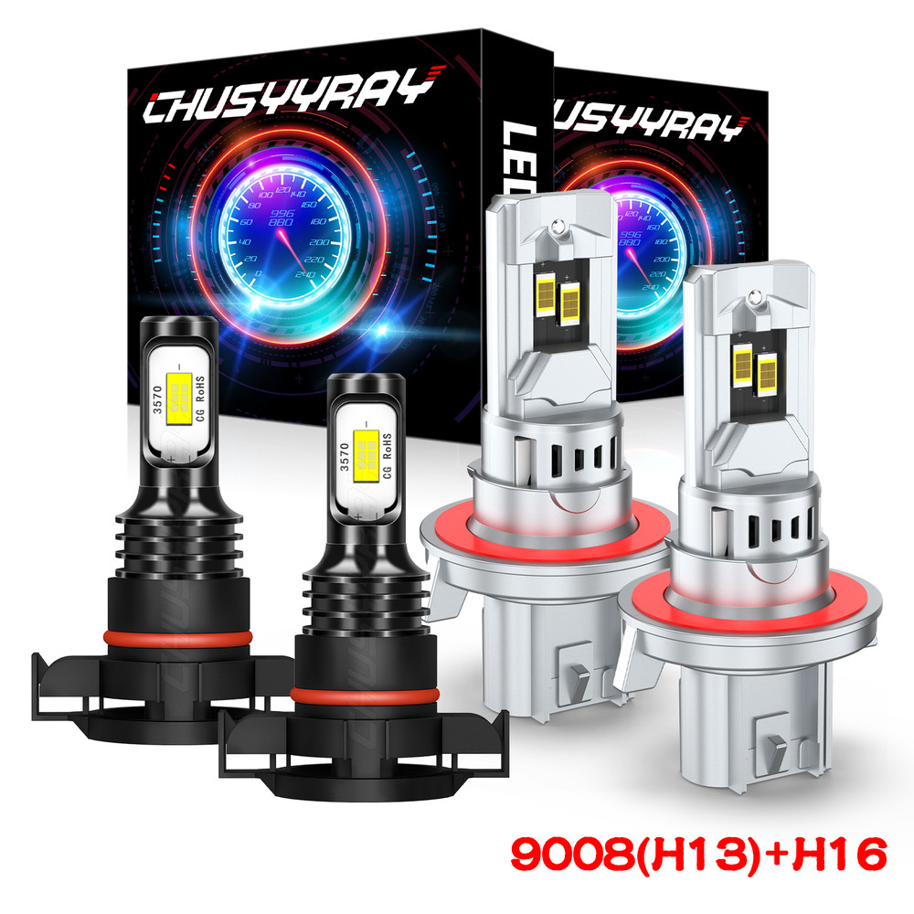 For GMC Yukon 2007 – 2014 – 4x 6000k Combo LED Headlight Hi/Lo Fog Light Bulbs