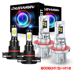 For GMC Yukon 2007 – 2014 – 4x 6000k Combo LED Headlight Hi/Lo Fog Light Bulbs