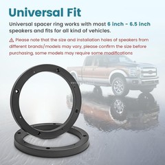 6.5″ ABS Plastic Speaker Spacer Rings Subwoofer Custom Mounting Adapter 2 Pairs