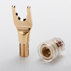 4PCS Speaker Wire Adapter Y Spade to Banana Female Gold Plated 4mm Connector