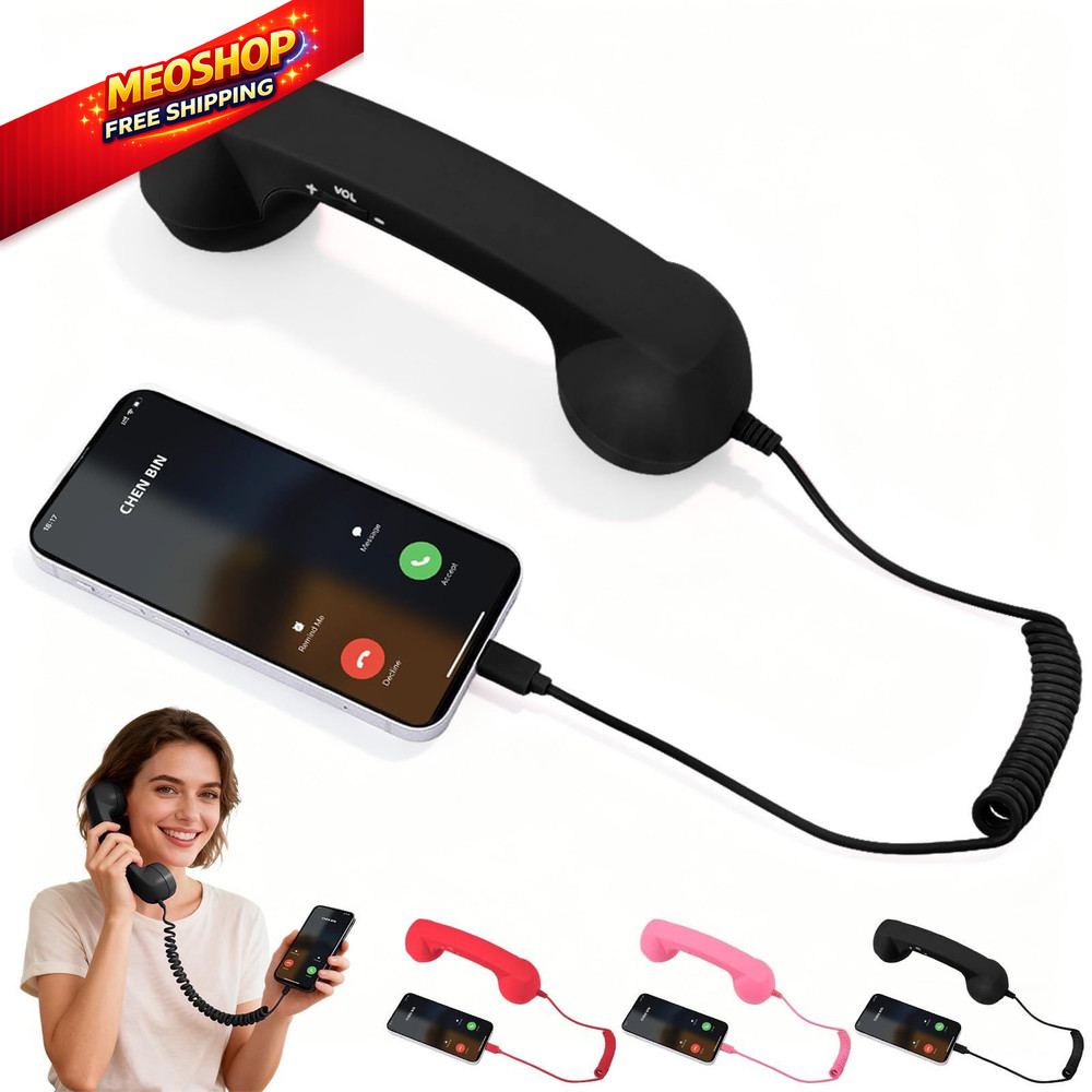 Retro Phone Handset,2026 New Style Type-C Handset,Type-C Black