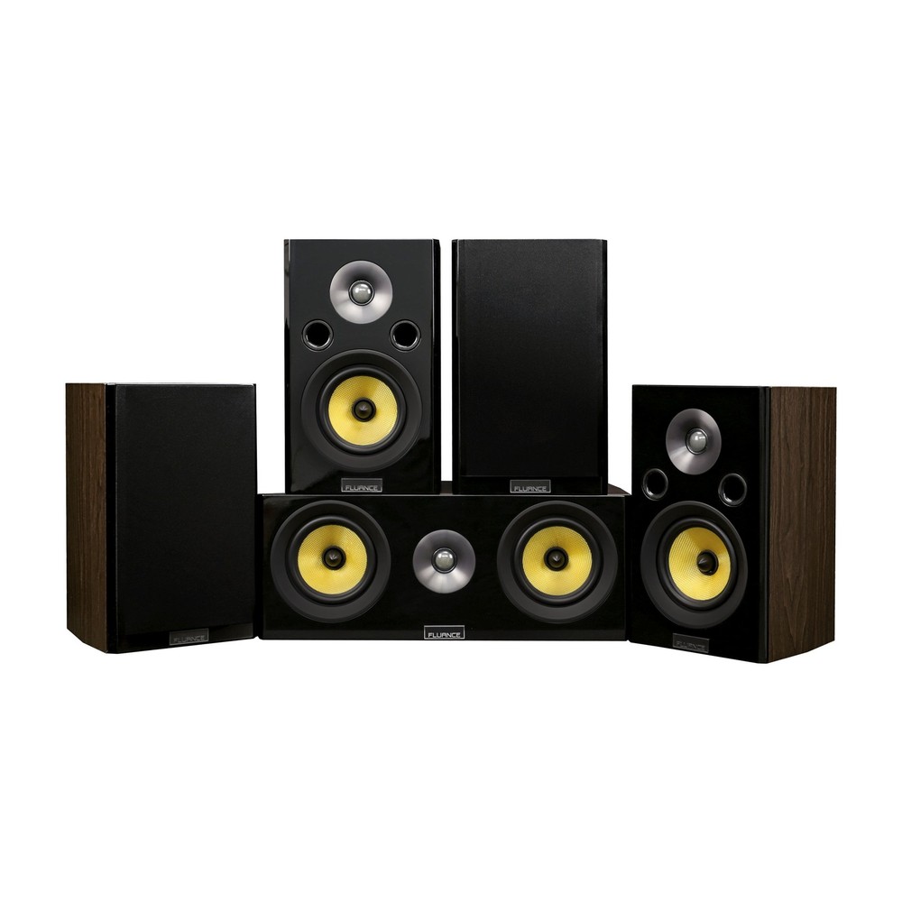 Fluance Signature Compact Surround Sound Home Theater 5.0 System – Walnut