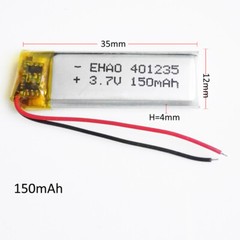 3.7V 150mAh Lipo Rechargeable Battery 401235 For MP3 Bluetooth Bracelet Selfie