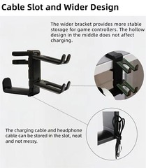 3-in-1 PC Gaming Headphone Headset Earphone Stand Hook Hanger Holder Under Desk
