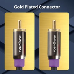 FosPower RCA Male Dual Layer Gold Plated Subwoofer Audio Cable Cord Adapter Plug