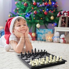 Black White Magnetic Chess Set, Portable for Kids Adults (Black)