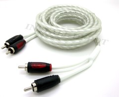 PAIR WHITE 18 FT HIGH END RCA CABLES 3X SHIELDED TWISTED CAR MARINE AMP 18 FEET