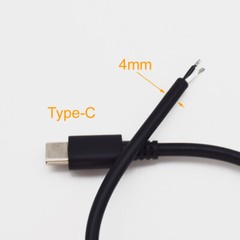 100pcs 1ft 25cm USB C Cord Type-C Male Cable 2 wires 22AWG Power Pigtail Cable