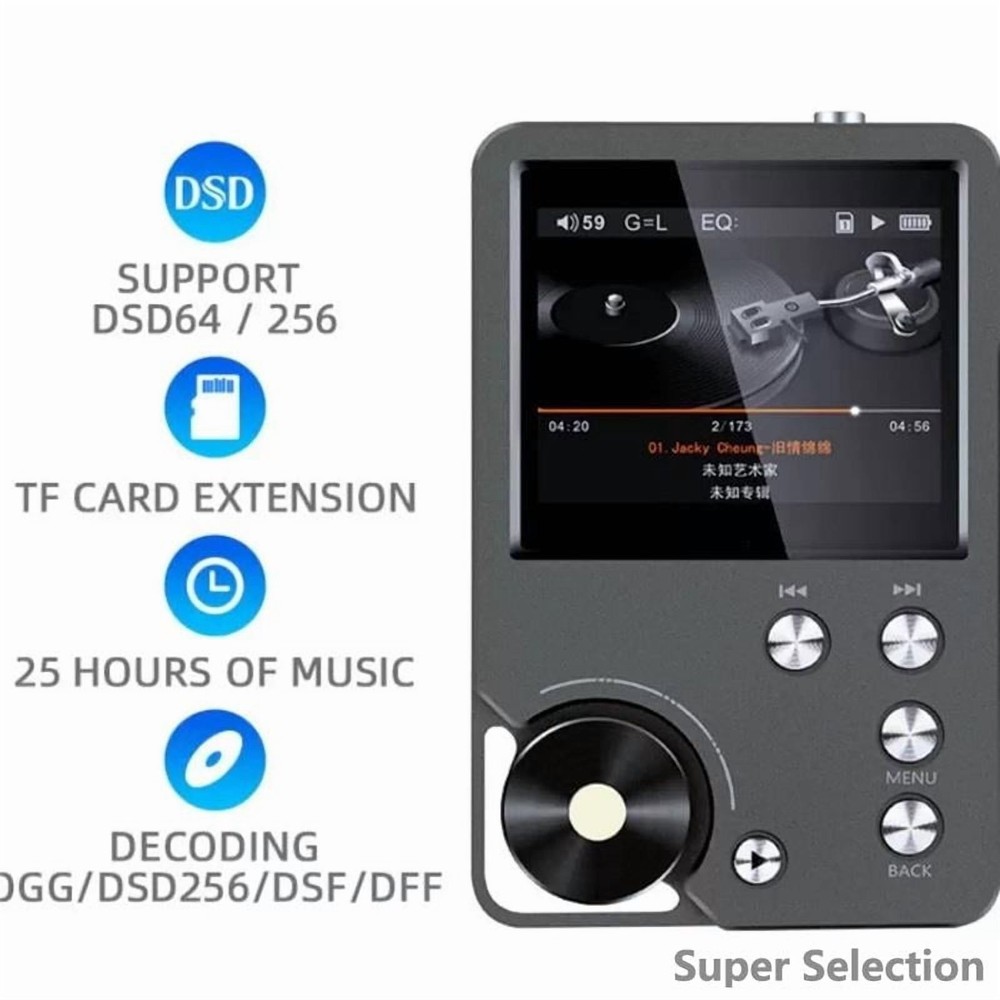 HiFi Lossless MP3 Player 20H Playback 2.0″ Screen Supports FLAC DSD