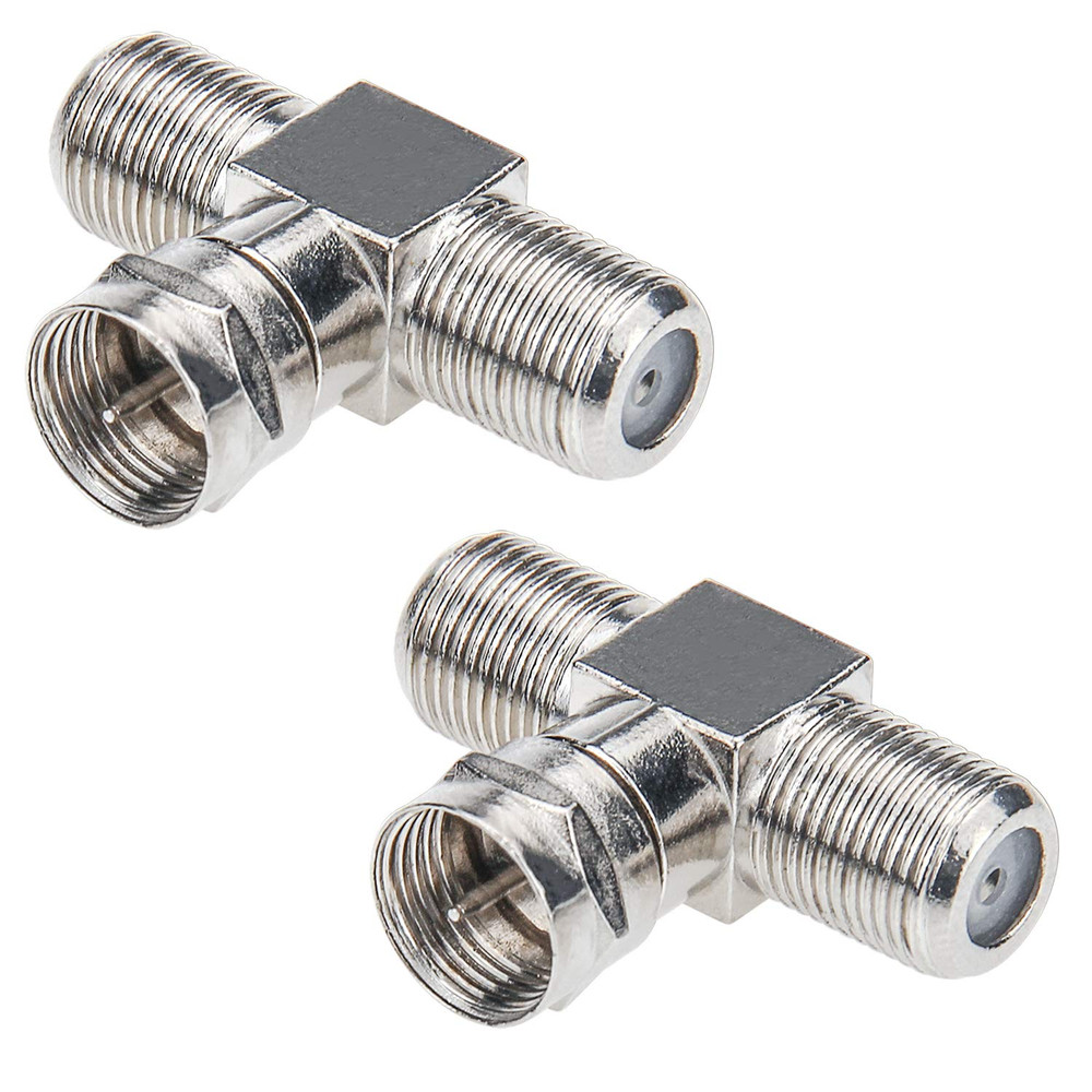 Coaxial Cable Splitter, TV Splitter 2 in 1 Out 2-Pack F Type RG6 Male to 2 F Fe