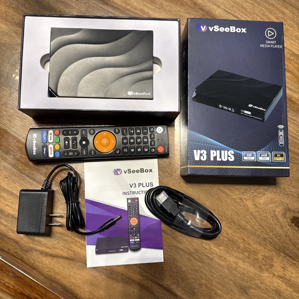 vSeeBox V3 Plus 4GB RAM, 64GB Up to 8K Android TV Box WiFi 6 BT5.0 Voice Remote