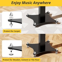 Adjustable Bookshelf Speaker Stands Pair, 20-27.5 Inch All-Metal Heavy Duty Hold