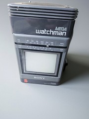 Sony Mega Watchman FD-500 Black & White Portable TV AM/FM Receiver Vintage Works