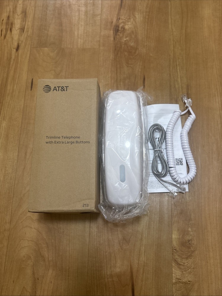 AT&T Trimline 213 Corded Phone Big Buttons Visual Ringer White Brand New