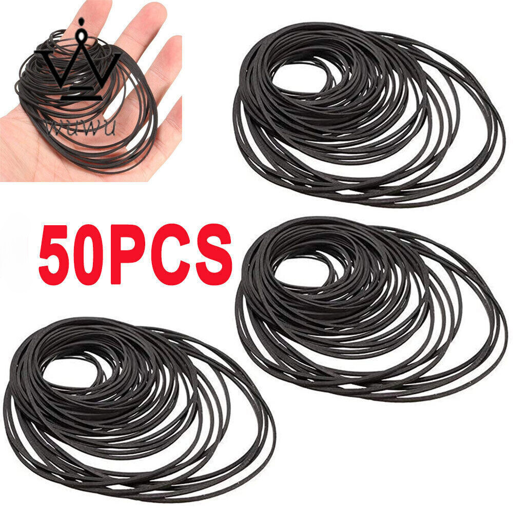 50PCS Rubber Drive Belt Kit for Cassette Player Recorder Repair Replacement New