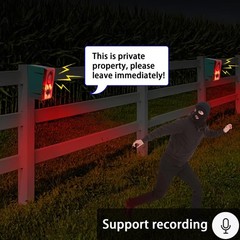 Solar Motion Sensor Alarm Outdoor – Dog Barking & Gunshot Sound, Support Record