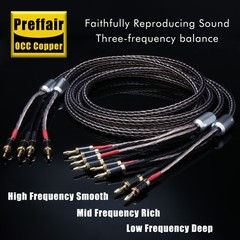 Pair Audio Braided Speaker Cables OCC Black/Copper Banana to Banana Plug New