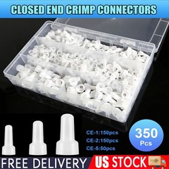 350PCS Closed End Crimp Cap12-10 16-14 22-18 AWG Gauge Wire Connector Terminal