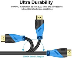 Ultra High Speed 5FT HDMI Cable 2.1 with Gold Plated Connectors, 8K/60Hz Support